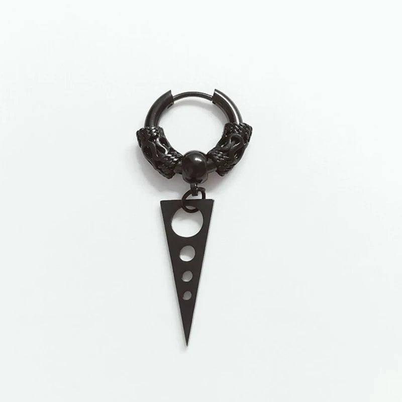 2PC Gothic Punk Stainless Steel Drop Hoop Earrings For Men/Women Ear Circle Buckle Tassel Chain Hip Hop Gothic Unisex Jewelry
