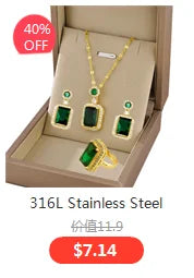316L Stainless Steel Whip Chain Green Shell White Shell Butterfly Pendant Bracelet Necklace Girl's Wedding Jewelry Set