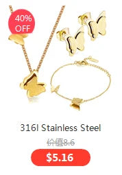 316L Stainless Steel Whip Chain Green Shell White Shell Butterfly Pendant Bracelet Necklace Girl's Wedding Jewelry Set